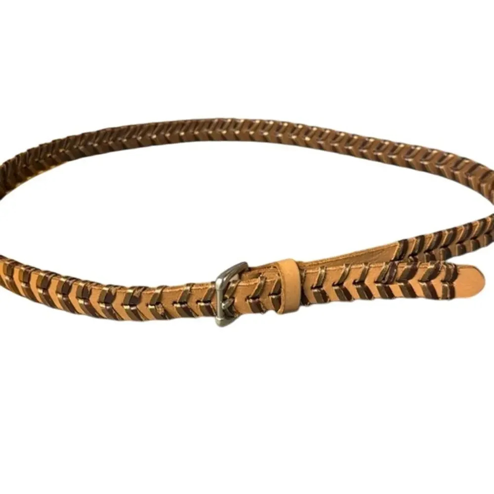 Women's Brown Fossil Braided Leather Belt 42" Long
